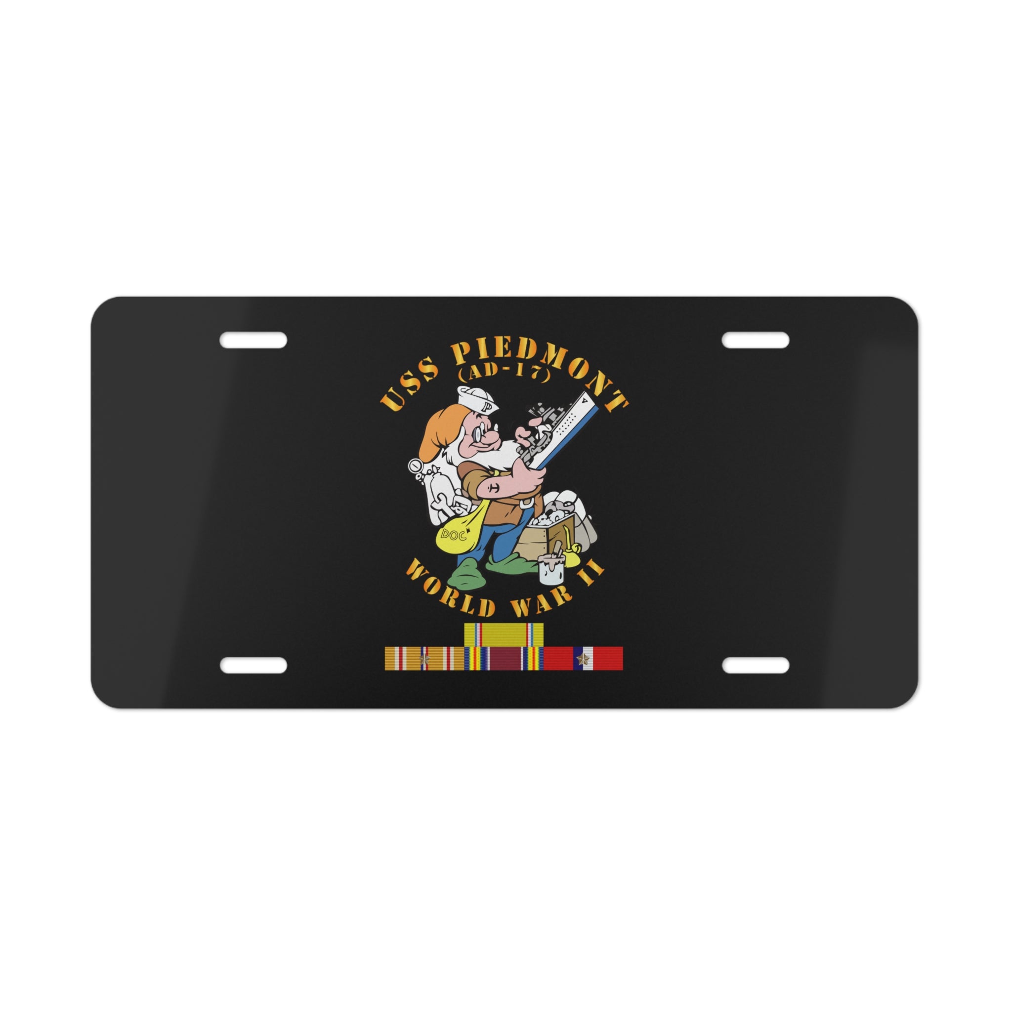 Vanity License Plate - Navy - USS Piedmont (AD-17) w PAC SVC WWII