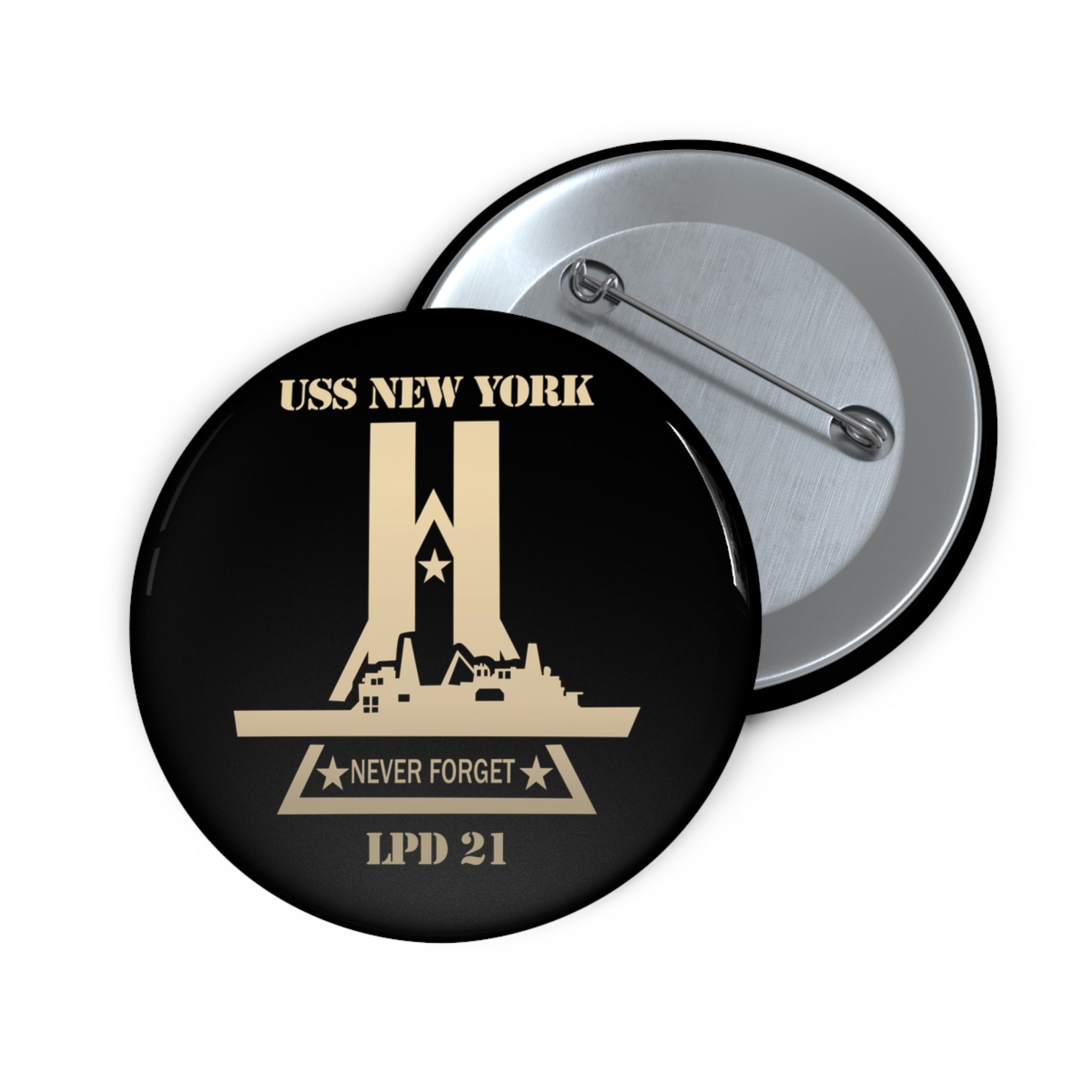 Custom Pin Button - Navy - USS New York (LPD-21) wo Txt X 300