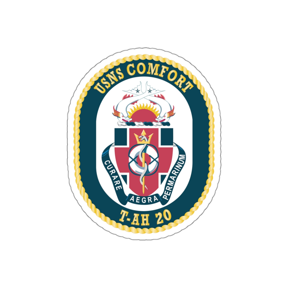 Die-Cut Vinyl Sticker - Navy - USNS Comfort (T-AH 20) wo txt