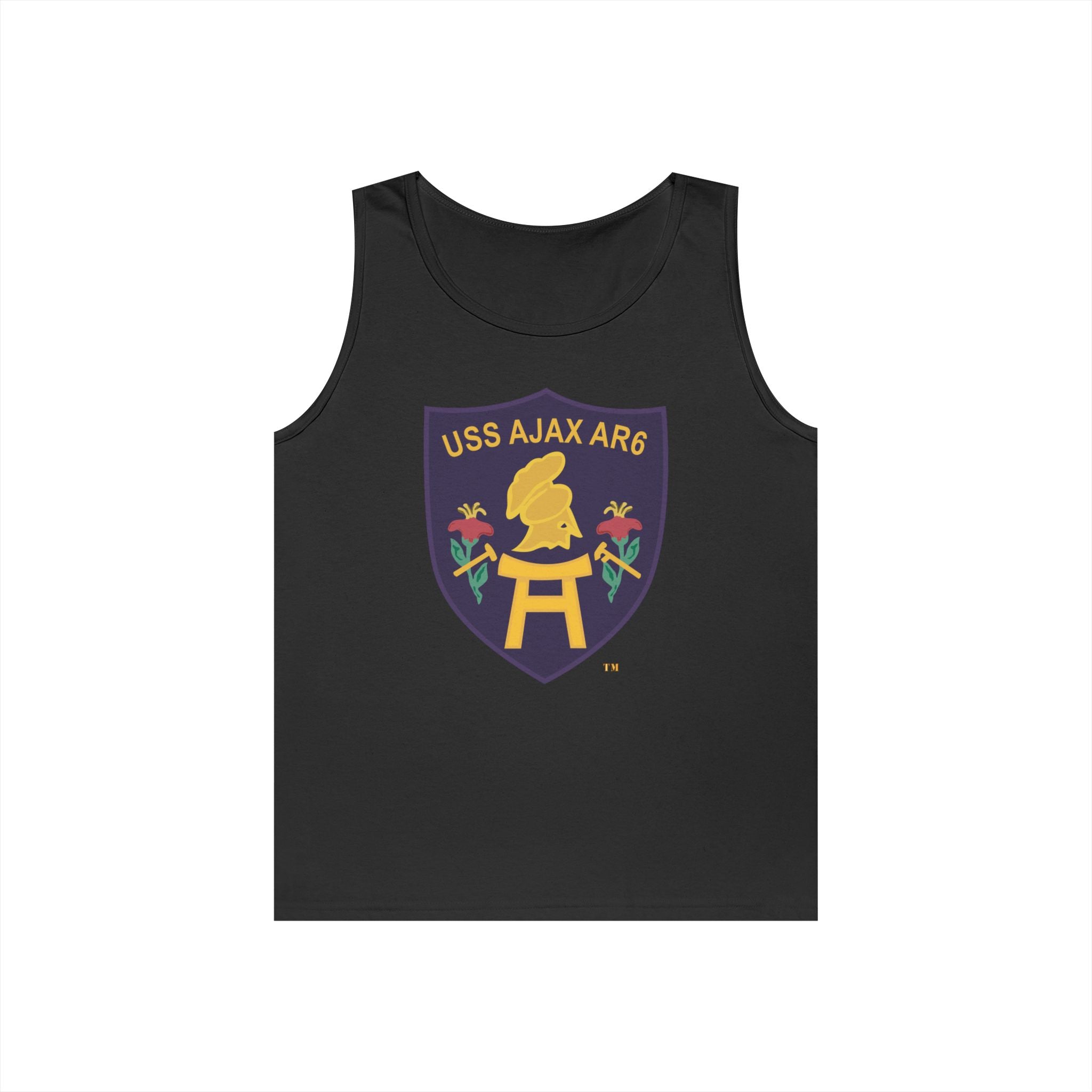 Unisex Heavy Cotton Tank Top - Navy - USS Ajax (AR-6) wo txt