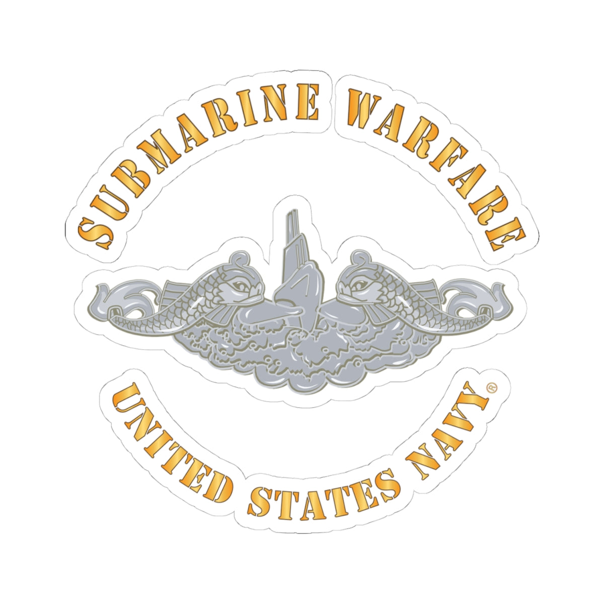 Kiss-Cut Stickers - Navy - Submarine Badge - Silver