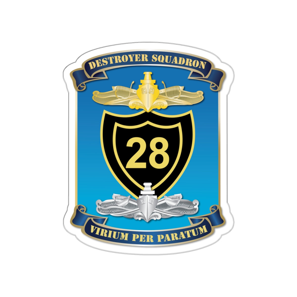 Die-Cut Vinyl Sticker - Navy - Destroyer Squadron 28 (DESRON-28) wo Txt
