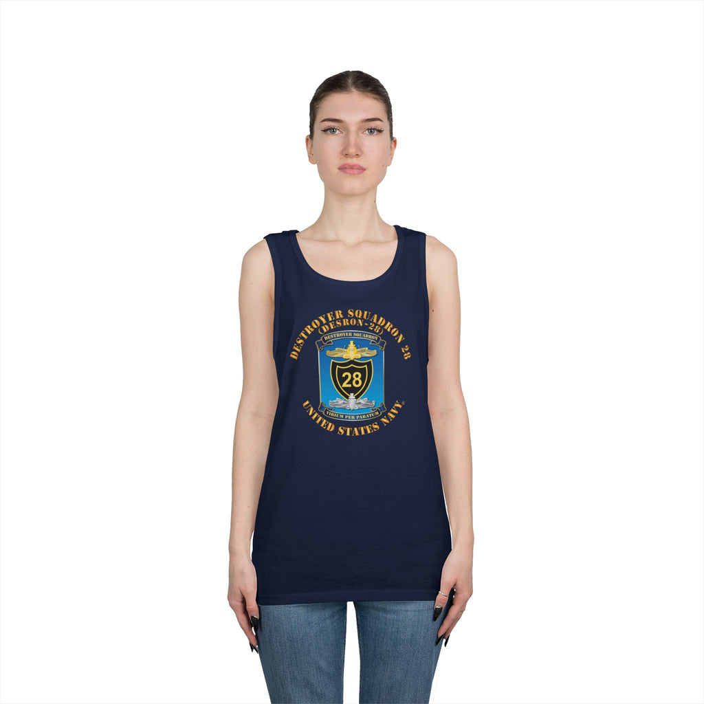 Unisex Heavy Cotton Tank Top - Navy - Destroyer Squadron 28 (DESRON-28)