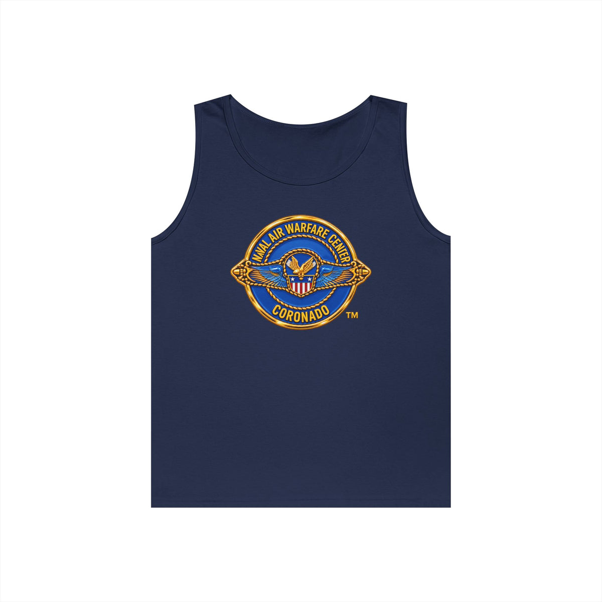 Unisex Heavy Cotton Tank Top - Navy - Naval Air Warfare Center - Coronado - Crest - 3D - Enhanced