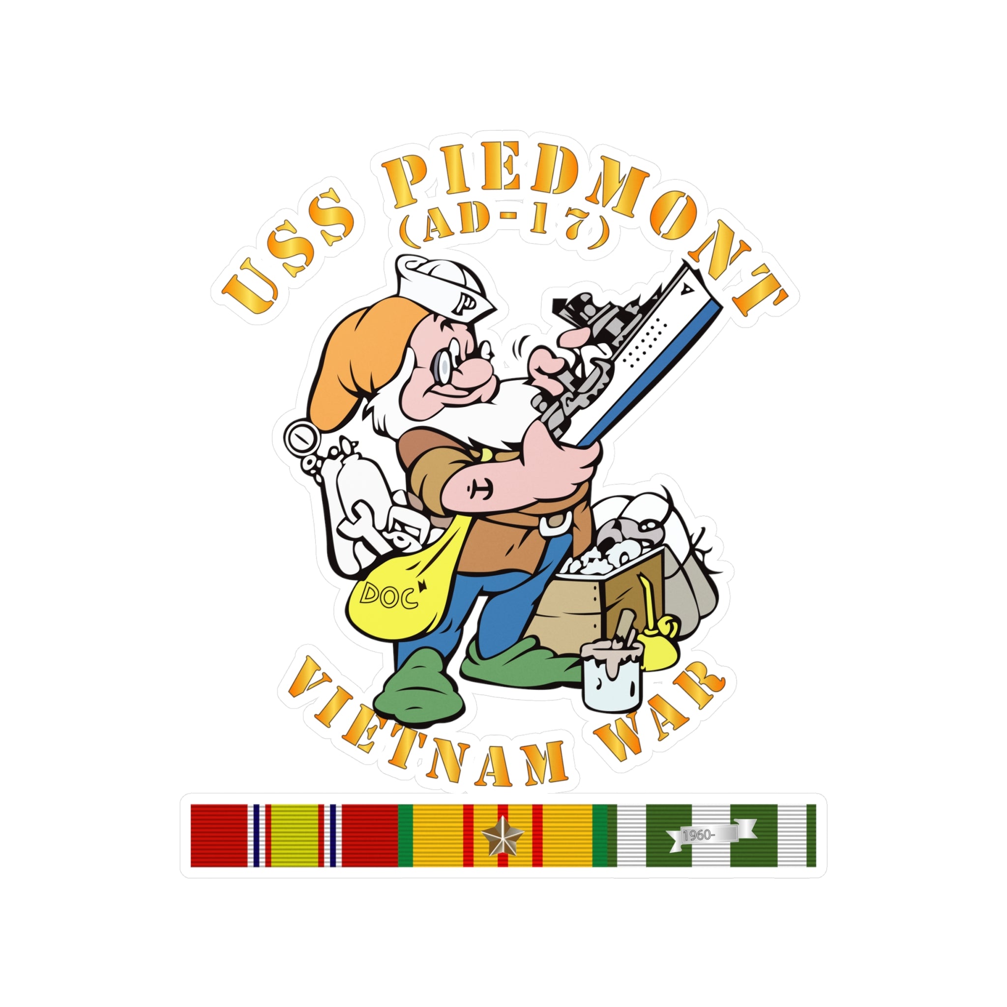 Kiss-Cut Vinyl Decal - Navy - USS Piedmont (AD-17) w VN SVC - Vietnam War