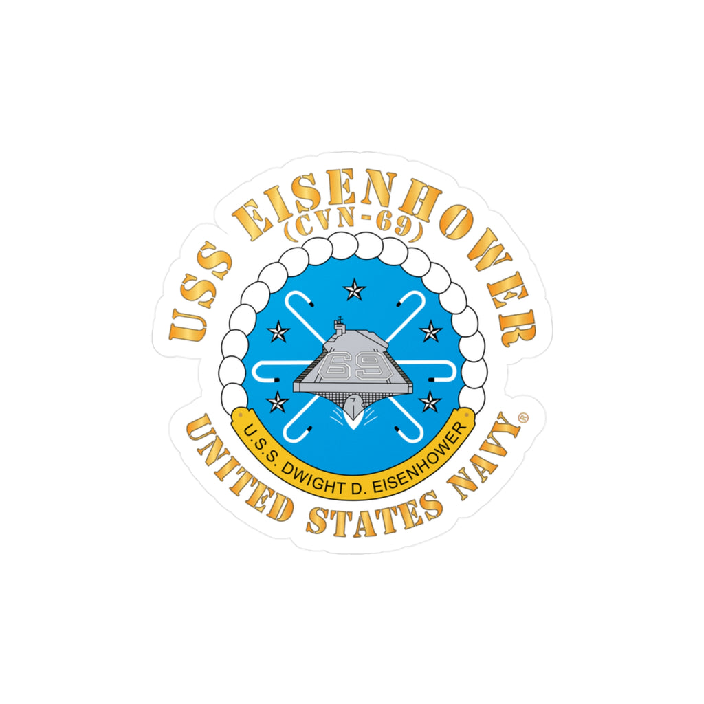 Kiss-Cut Vinyl Decal - USS Dwight D. Eisenhower (CVN-69) Crest with Txt