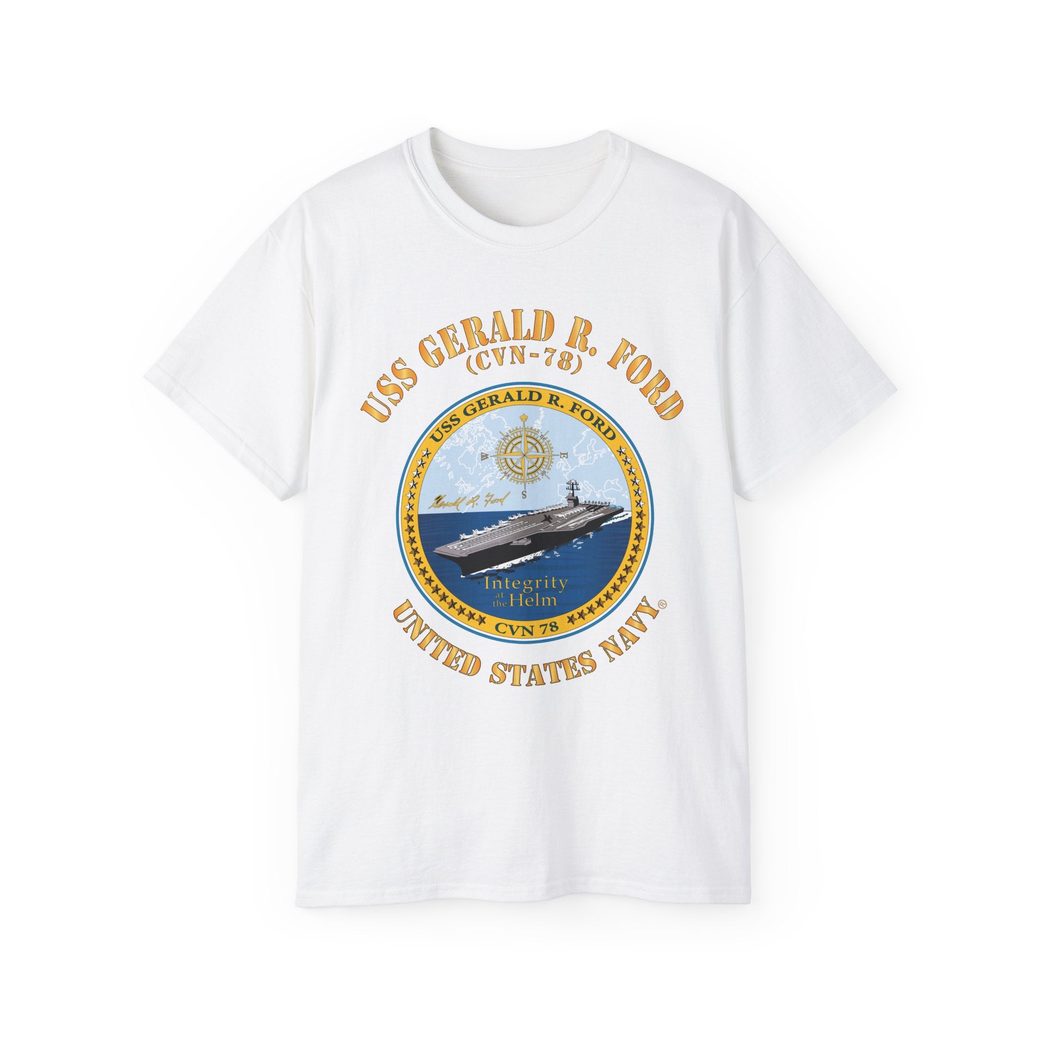 Unisex Ultra Cotton T-Shirt - Navy - USS Gerald R. Ford (CVN-78)
