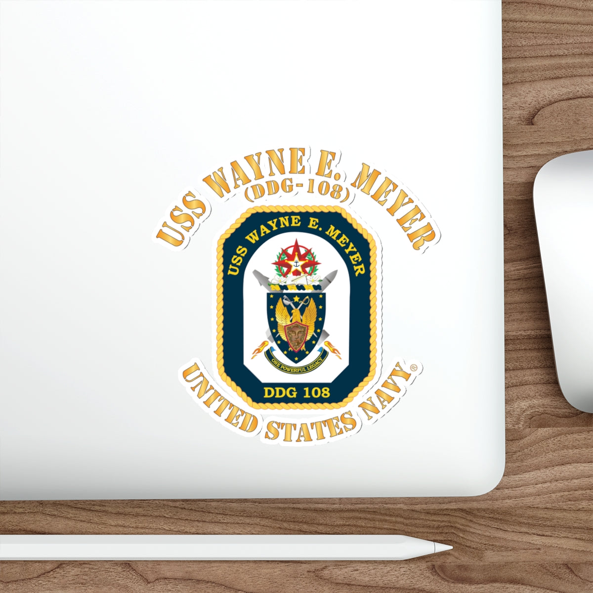 Die-Cut Vinyl Sticker - Navy - USS Wayne E. Meyer (DDG-108) X 300