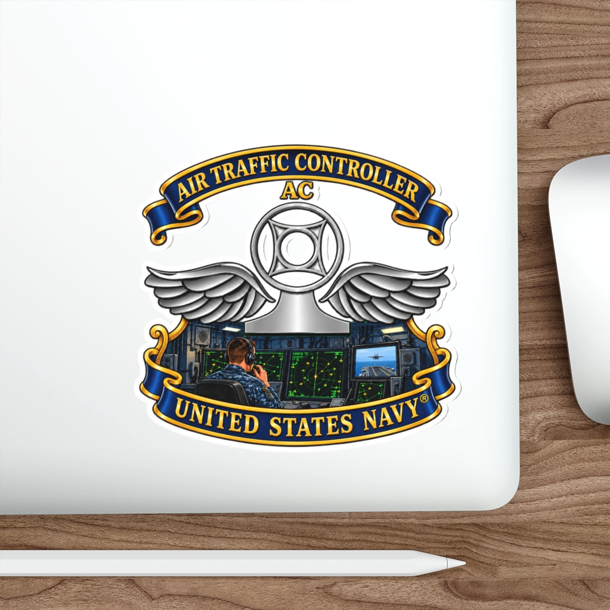 Die-Cut Vinyl Sticker - Navy - Rate - Air Traffic Controller (AC) - Shipboard Version  3D - Enhanced