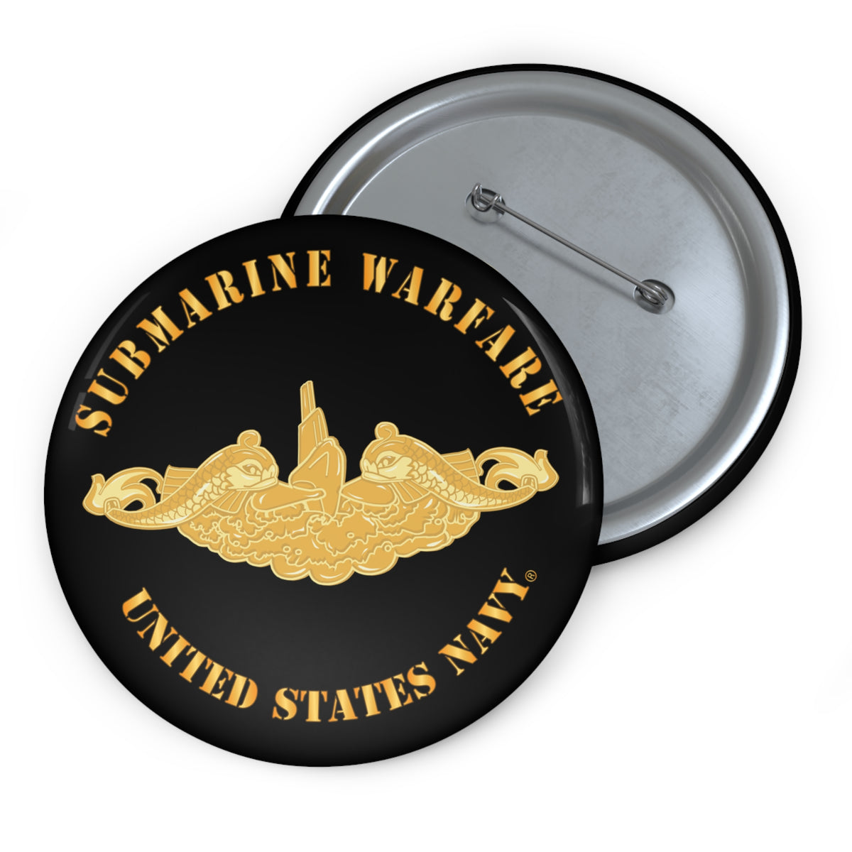 Custom Pin Button - Navy - Submarine Badge - Gold