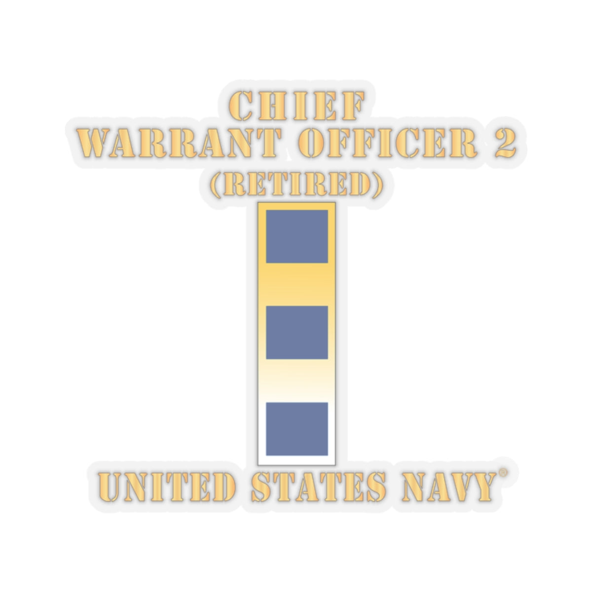 Kiss-Cut Stickers - Navy - Chief Warrant Officer 2 - CW02 - Retired
