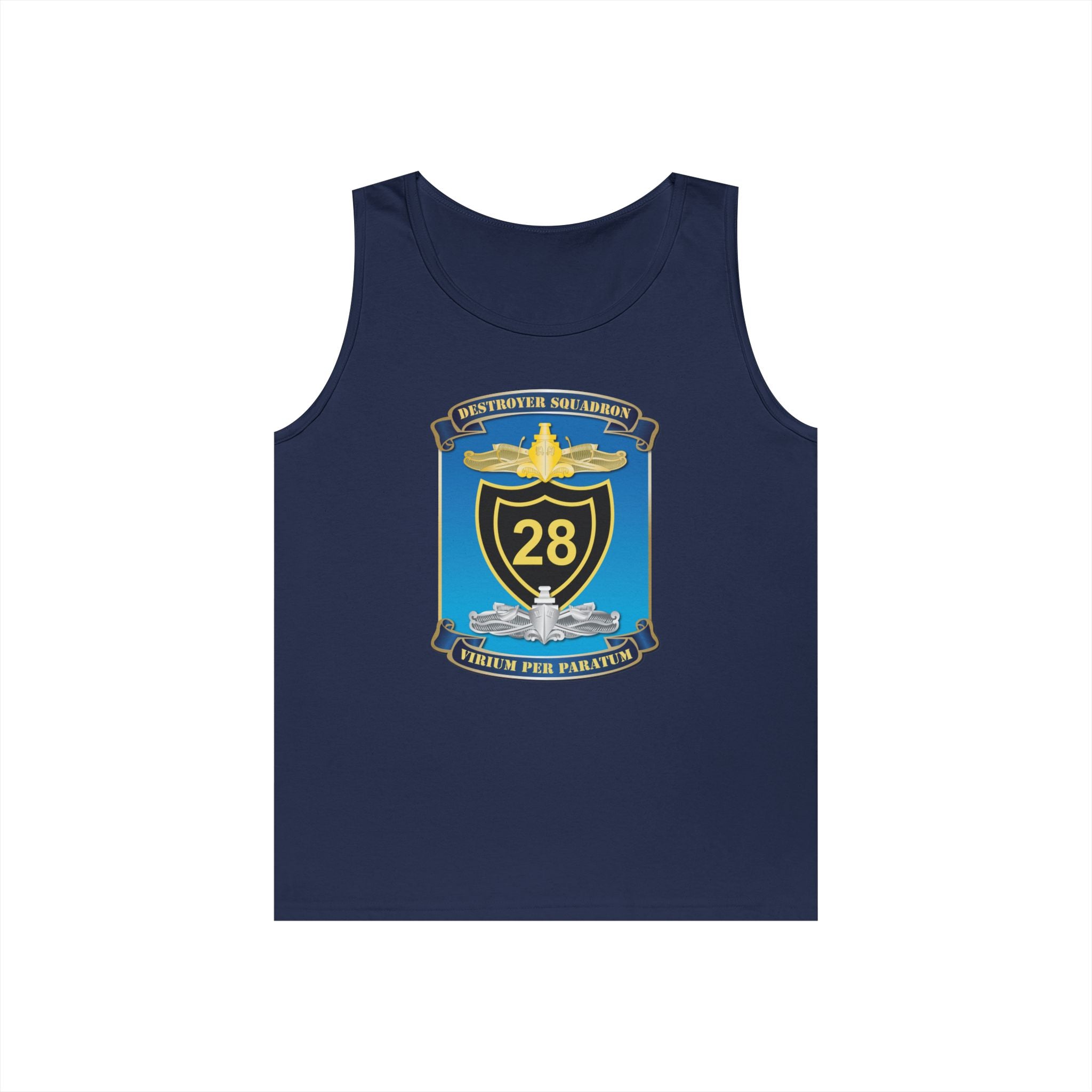 Unisex Heavy Cotton Tank Top - Navy - Destroyer Squadron 28 (DESRON-28) wo Txt