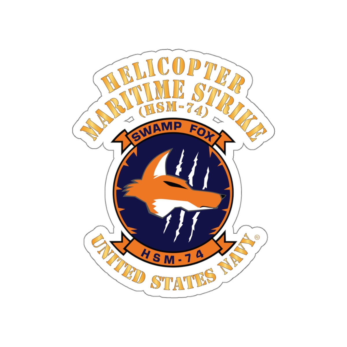 Die-Cut Vinyl Sticker - Navy - Helicopter Maritime Strike Seven Four (HSM-74)