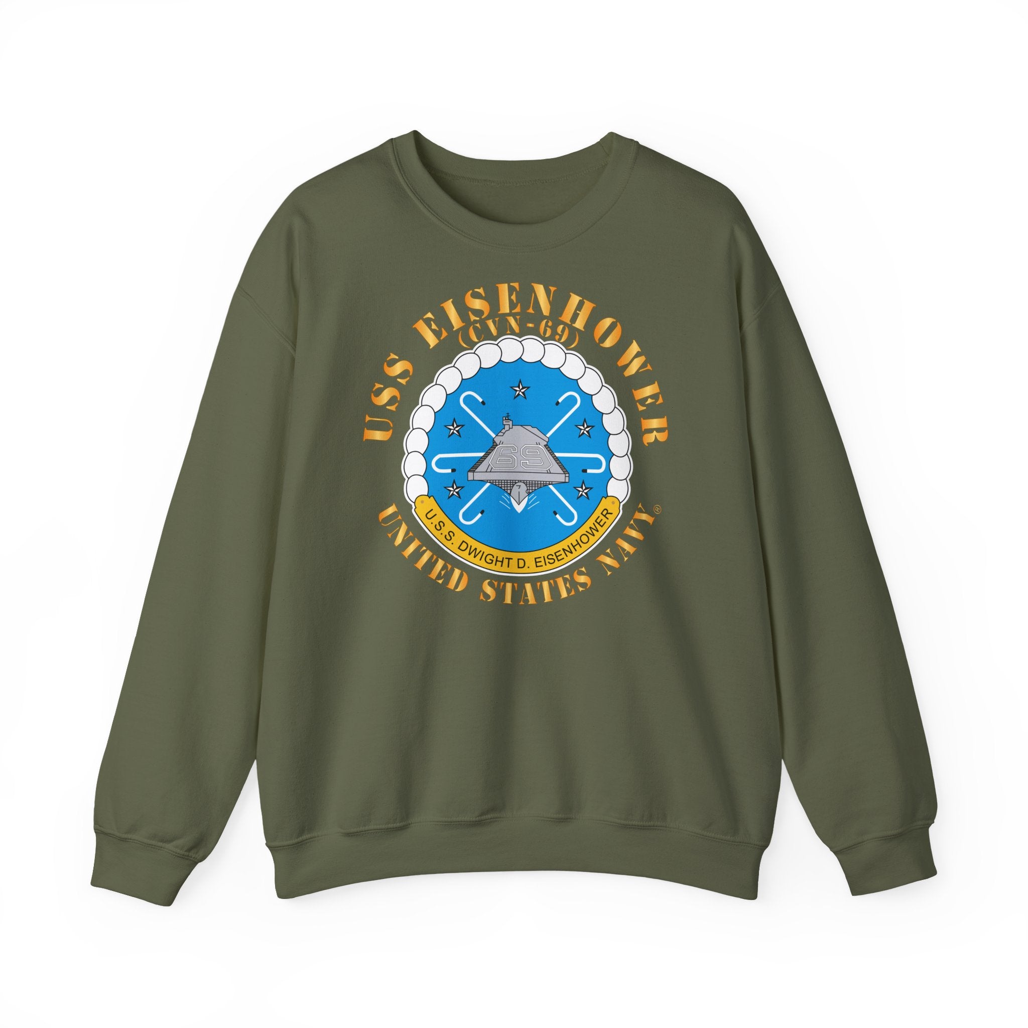 Unisex Heavy Blend™ Crewneck Sweatshirt - USS Dwight D. Eisenhower (CVN-69) Crest with Txt