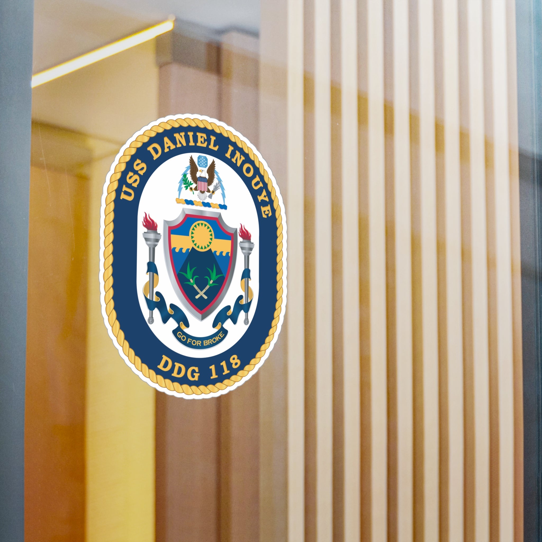 Kiss-Cut Vinyl Decal - Navy - USS Daniel Inouye (DDG-118) wo txt