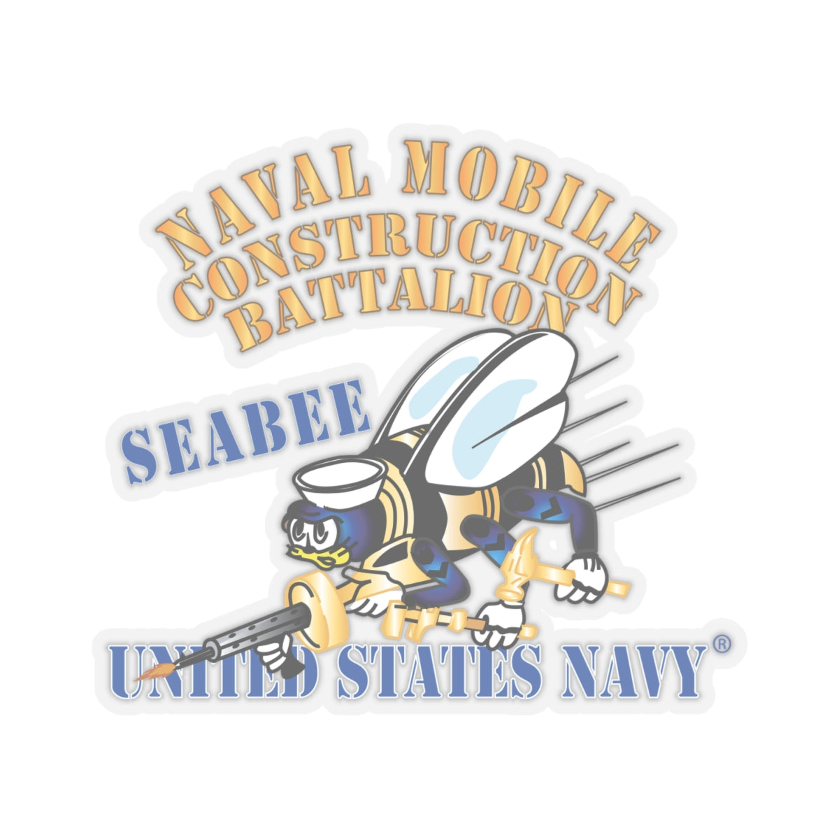 Kiss-Cut Stickers - Navy - Seabee