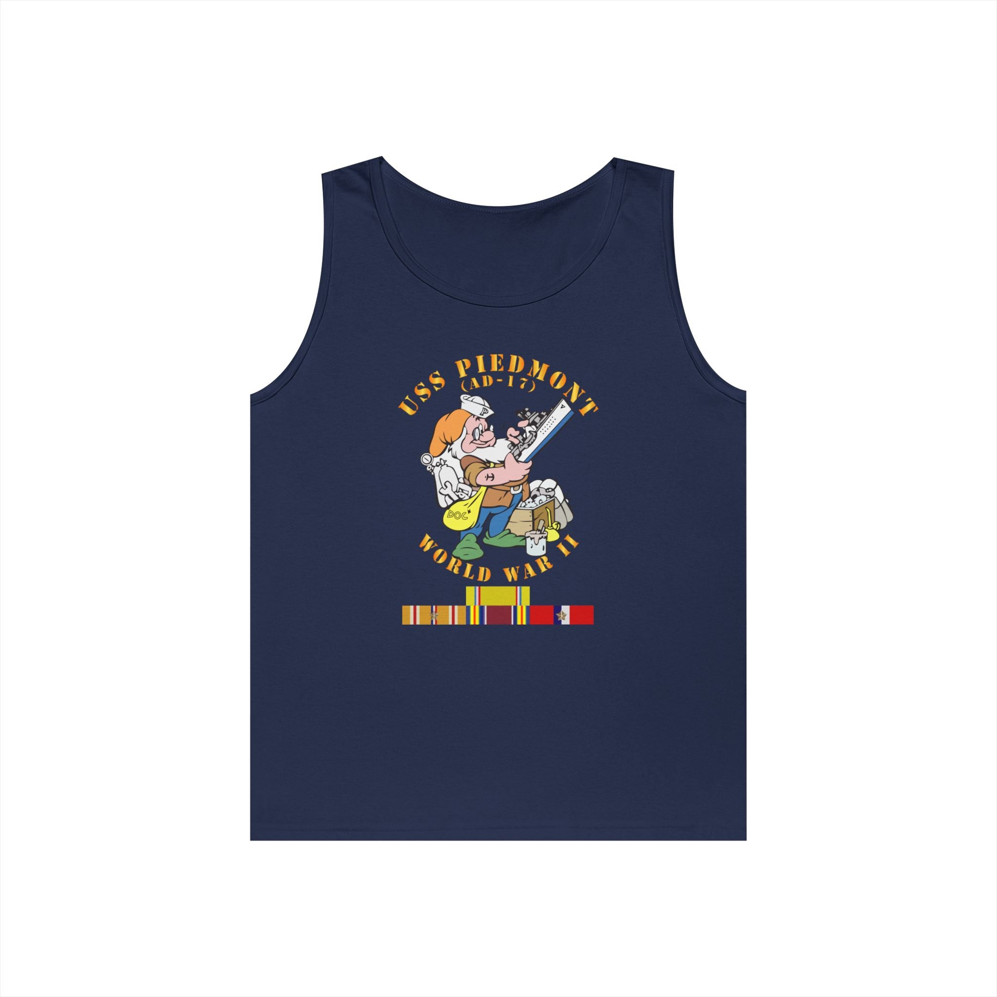 Unisex Heavy Cotton Tank Top - Navy - USS Piedmont (AD-17) w PAC SVC WWII