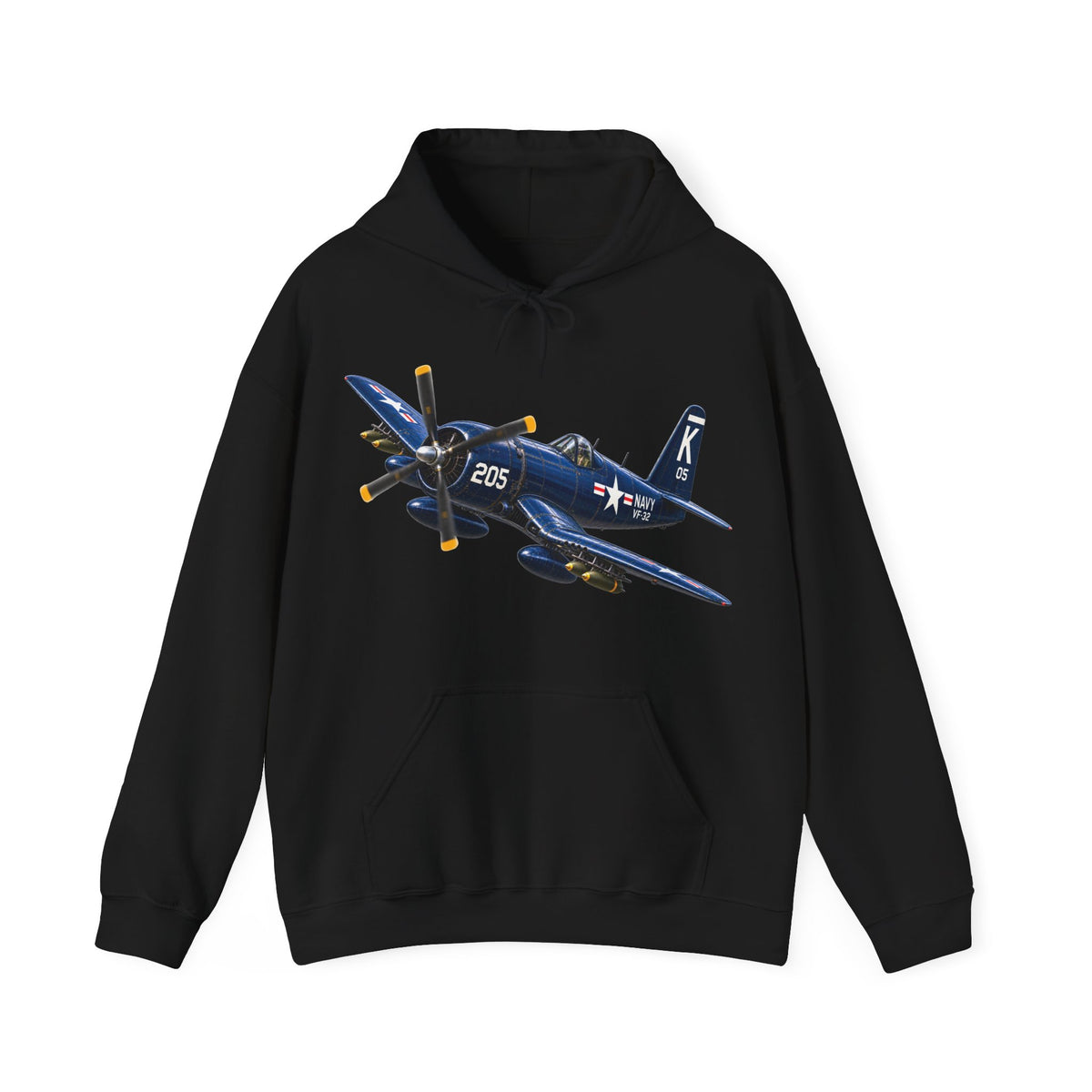 Unisex Heavy Blend™ Hoodies - NAVY - F4U-4 Corsair 205 (VF-32) - 3D - Enhanced