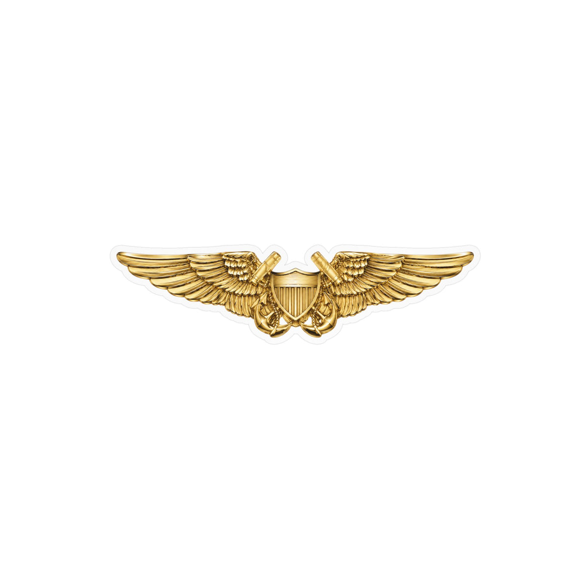 Kiss-Cut Vinyl Decal - Navy - Badge - Naval Flight Officer Wings wo txt - 3D - Enhanced