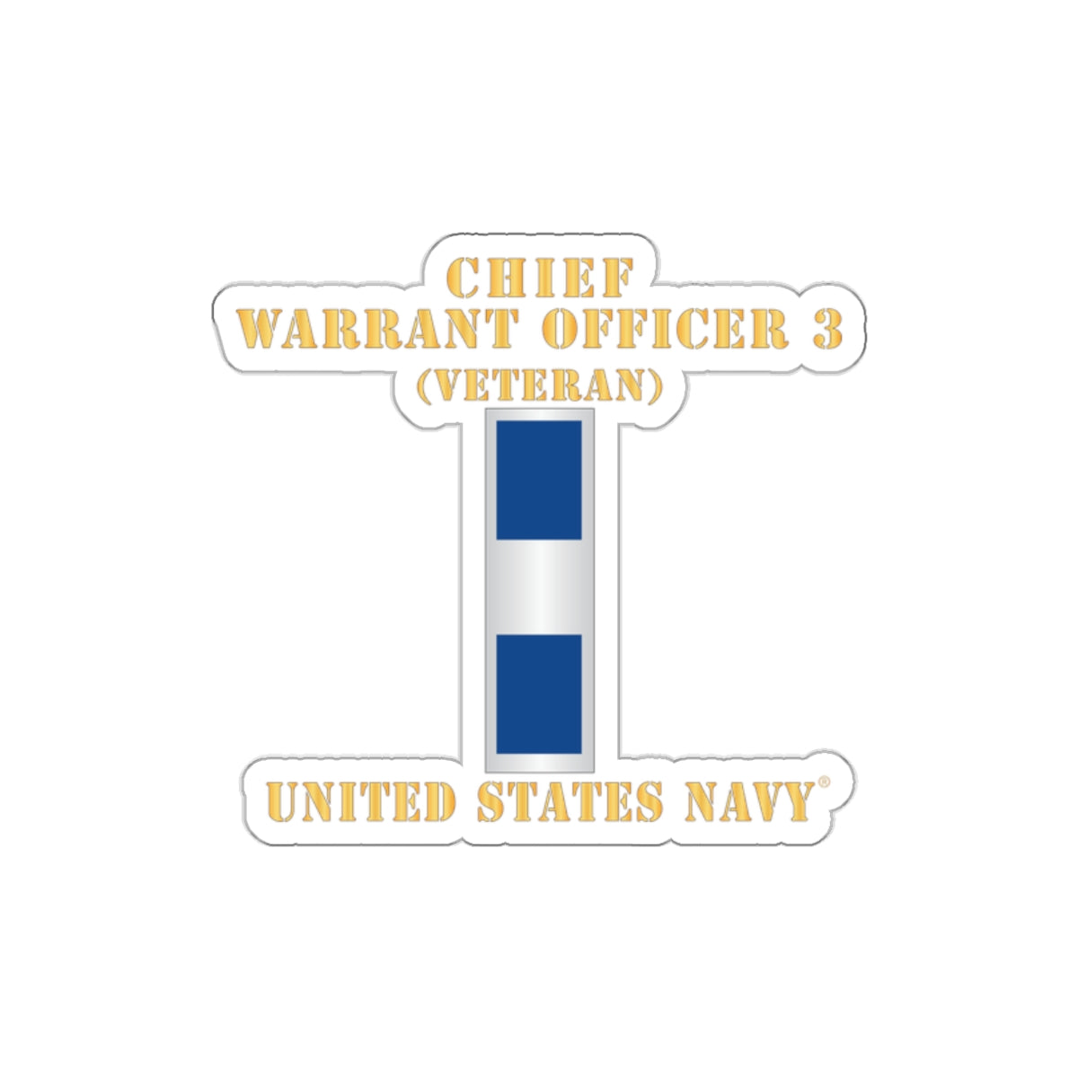 Die-Cut Vinyl Sticker - Navy - Chief Warrant Officer 3 - CW03 - Veteran