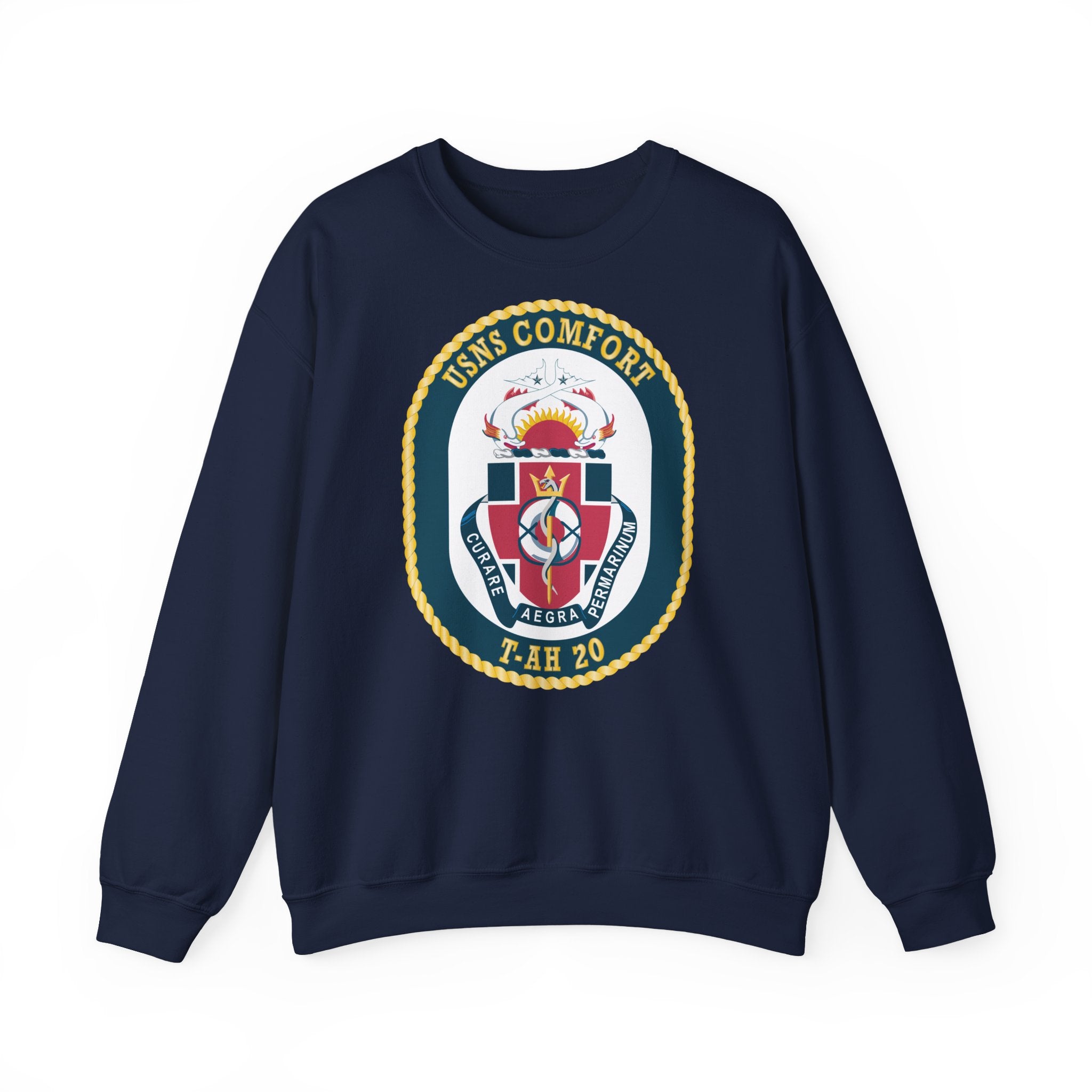 Unisex Heavy Blend™ Crewneck Sweatshirt - Navy - USNS Comfort (T-AH 20) wo txt