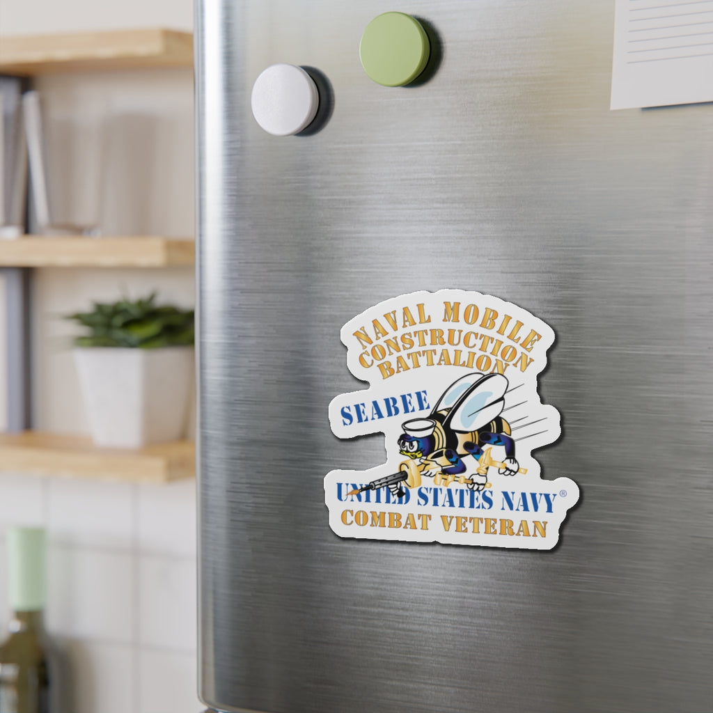 Die-Cut Magnet - Navy - Seabee - Combat Veteran