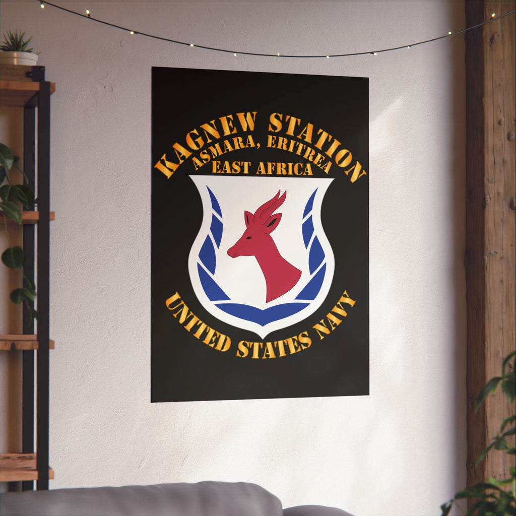 Kagnew Station Asmara Eritrea Navy Emblem Poster — Matte Vertical Wall Art