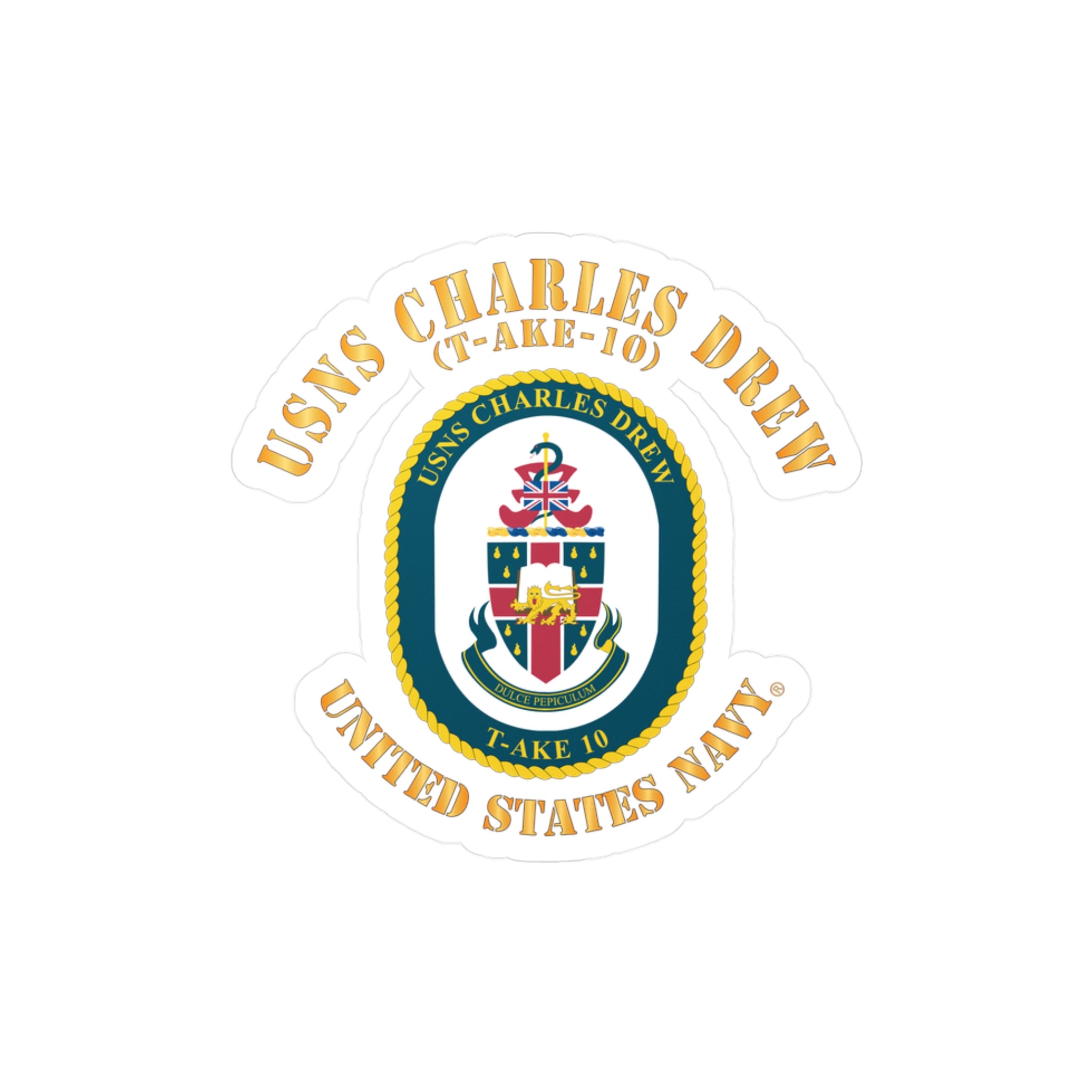 Kiss-Cut Vinyl Decal - Navy - USNS Charles Drew (T-AKE 10)