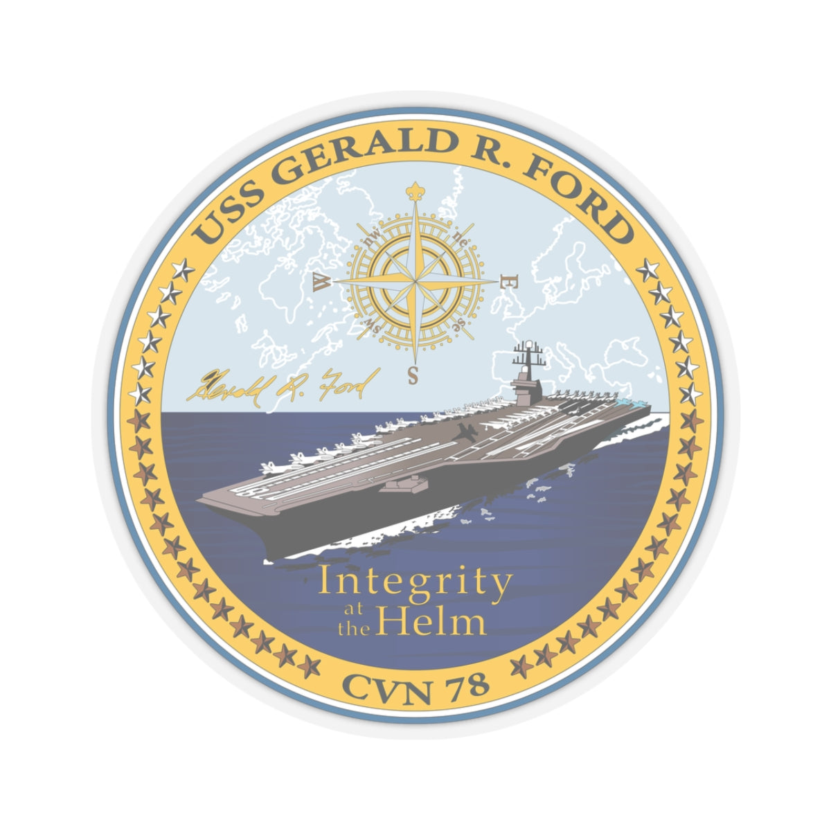 Kiss-Cut Stickers - Navy - USS Gerald R. Ford (CVN-78) wo txt