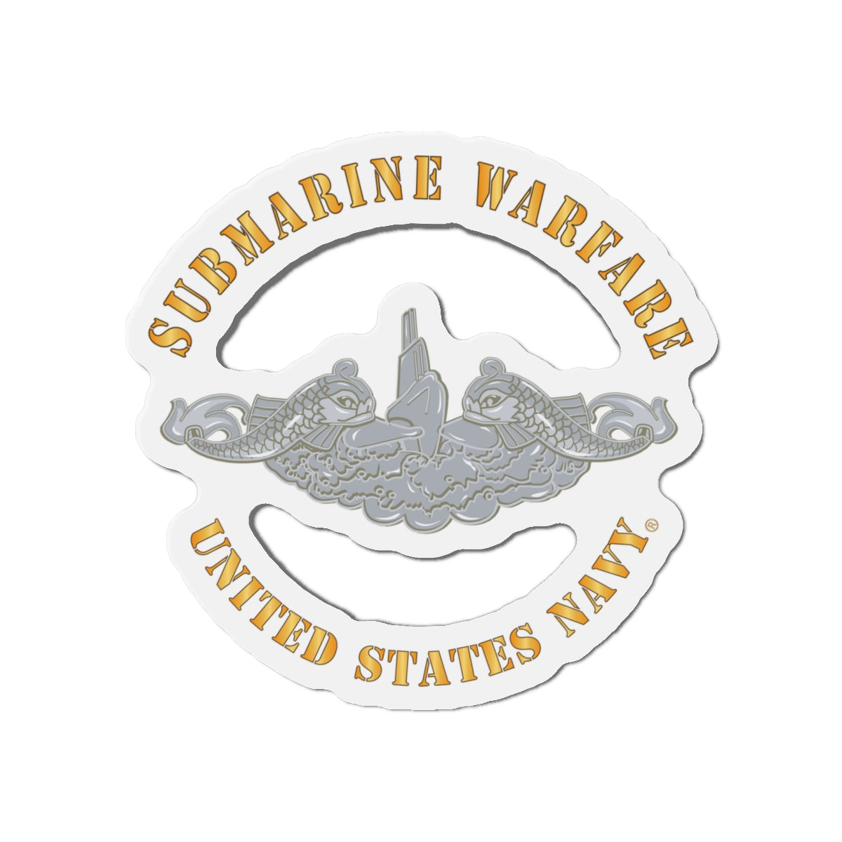 Die-Cut Magnet - Navy - Submarine Badge - Silver