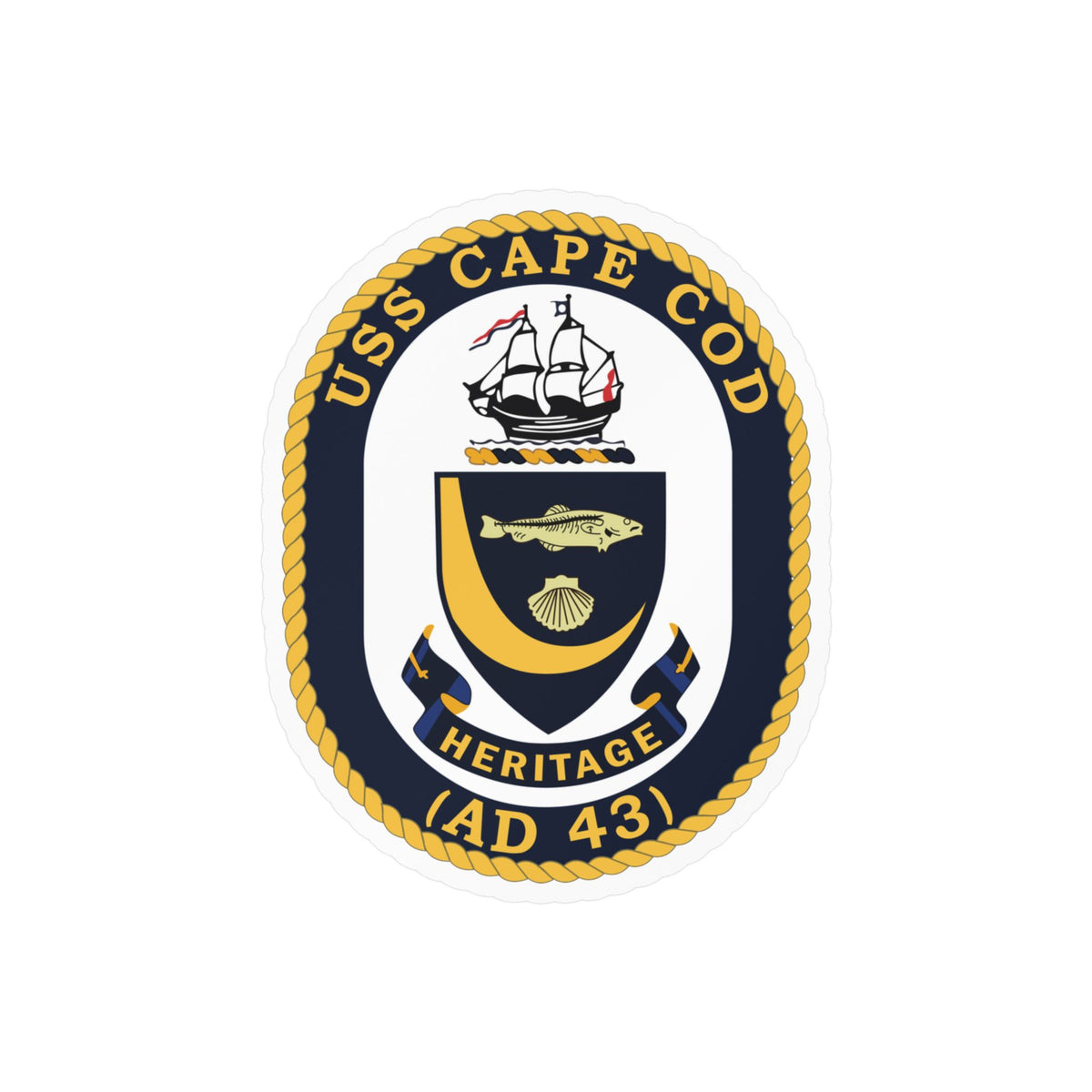 Kiss-Cut Vinyl Decal - Navy - USS Cape Cod (AD 43) wo txt X 300