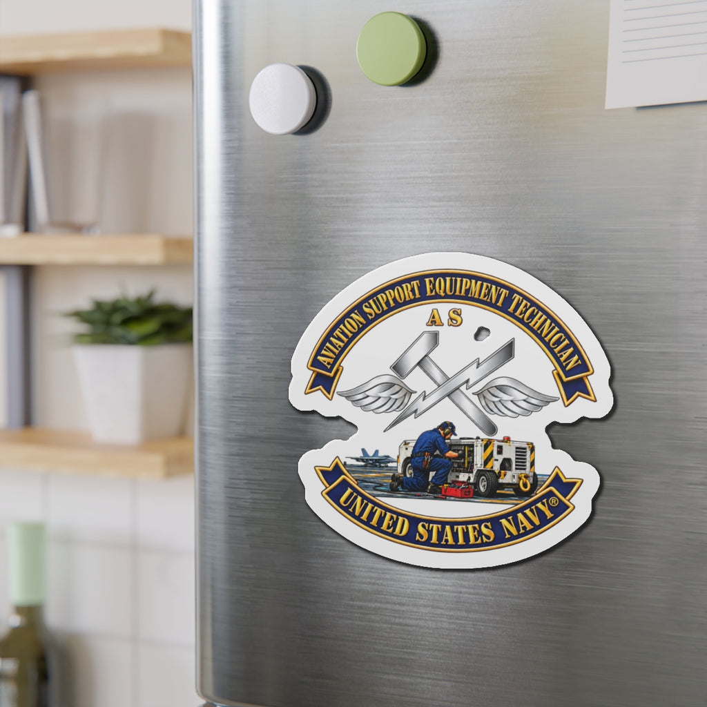 Die-Cut Magnet - Navy - Rate - Aviation Support Equipment Technician (AS) with Scene - 3D - Enhanced
