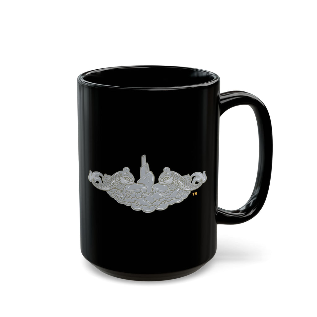 Black Mug (11oz, 15oz) - Navy - Submarine Badge - Silver  wo Txt