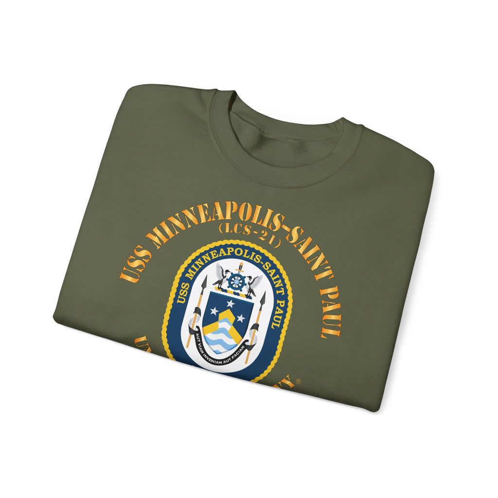 Unisex Heavy Blend™ Crewneck Sweatshirt - Navy - USS Minneapolis–Saint Paul (LCS-21)