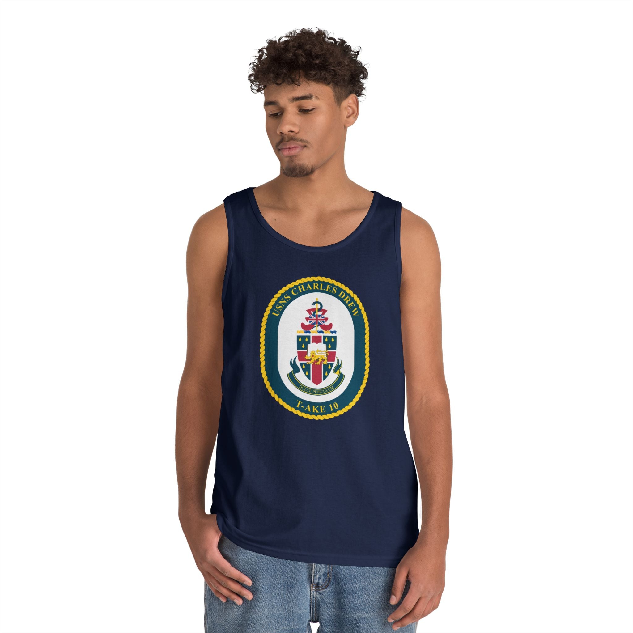Unisex Heavy Cotton Tank Top - Navy - USNS Charles Drew (T-AKE 10) wo txt