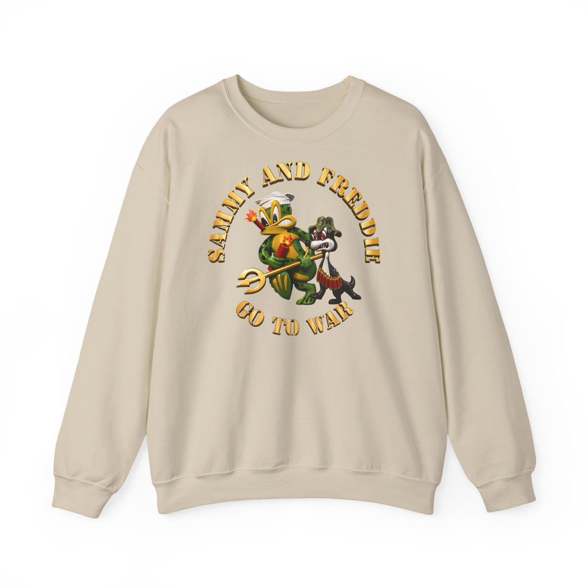 Unisex Heavy Blend™ Crewneck Sweatshirt - Navy - SOF - Sammy - Freddie - Go to War - 3D - Enhanced