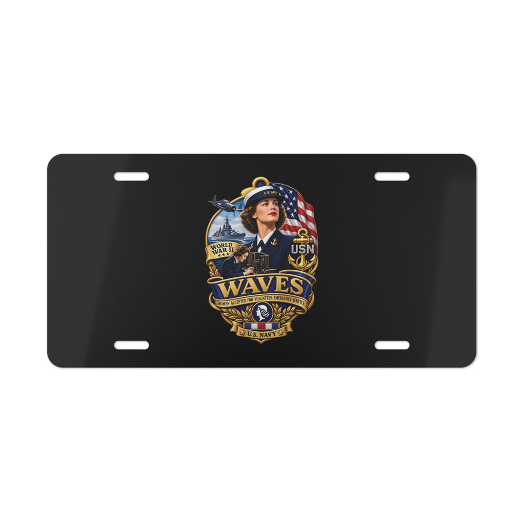 Vanity License Plate - WAVES - Women Accepted for Volunteer Emergency Service WWII - 3D - Enhanced