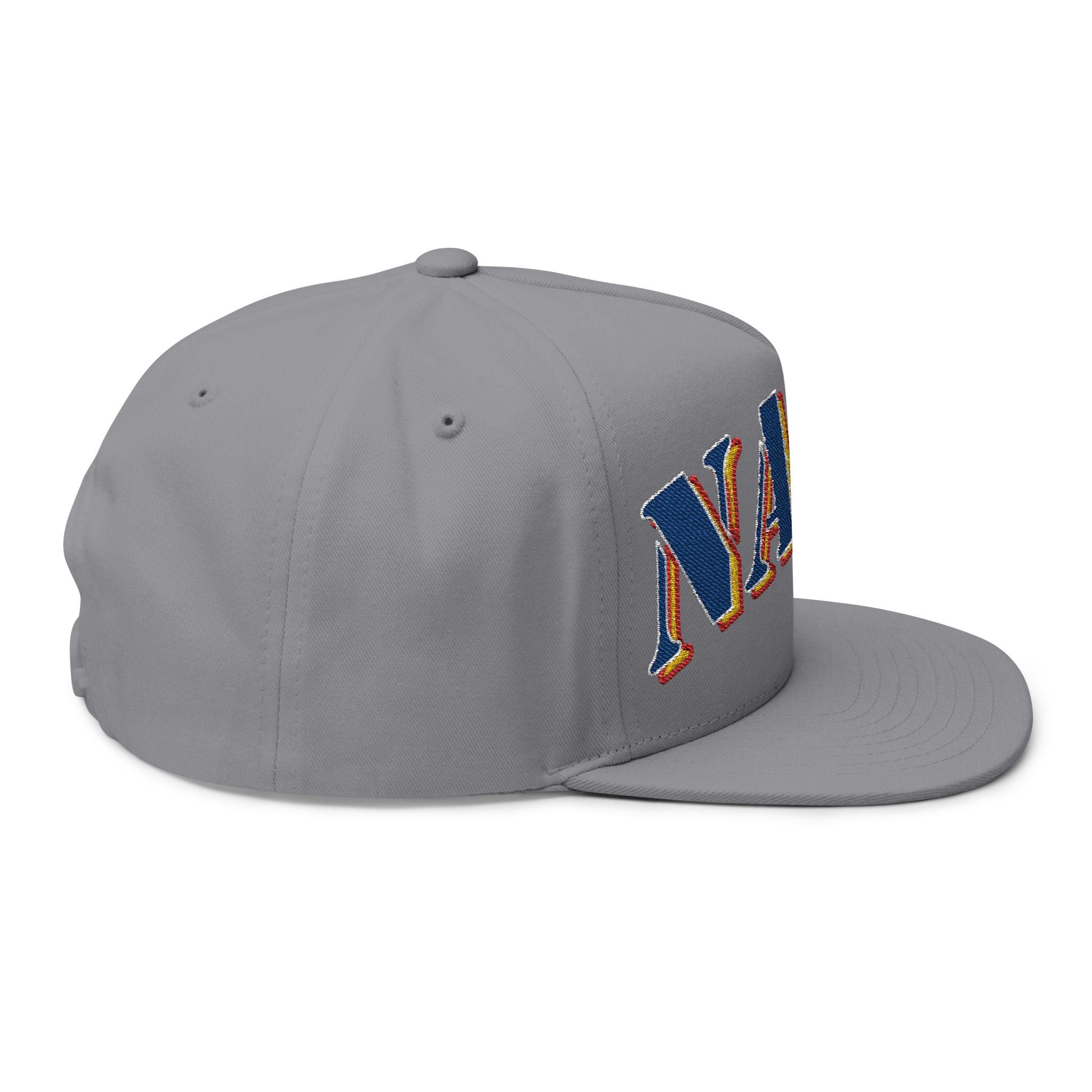 US Navy Embroidered Flat Bill Hat — Retro Varsity Military Style
