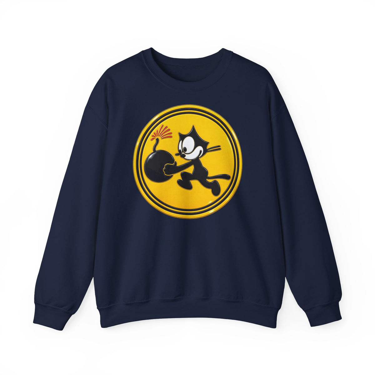 Unisex Heavy Blend™ Crewneck Sweatshirt - NAVY - VF - 3 - WWII Felix Insignia - 3D - Enhanced