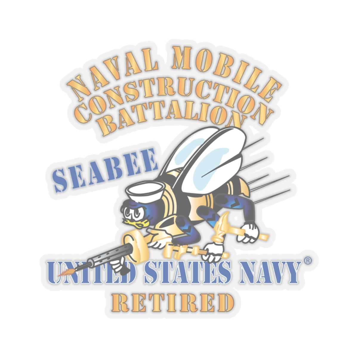 Kiss-Cut Stickers - Navy - Seabee - Retired