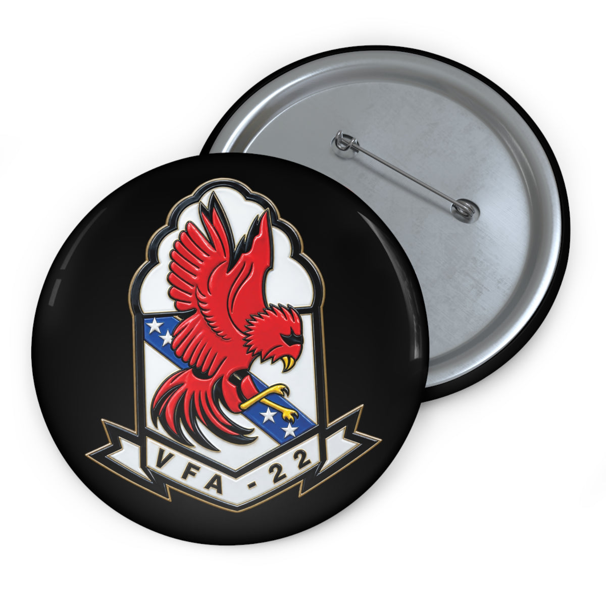 Pin Button - Strike Fighter Squadron 22nd - SSI without Txt - Fighting Redcocks - 3D - Enhanced