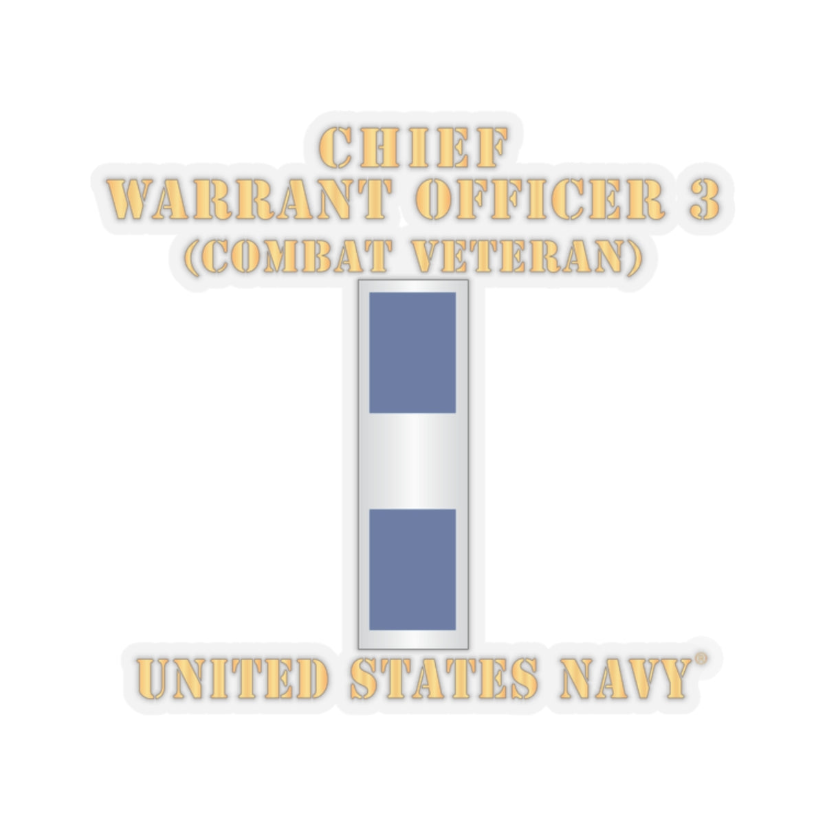 Kiss-Cut Stickers - Navy - Chief Warrant Officer 3 - CW03 - Combat Veteran