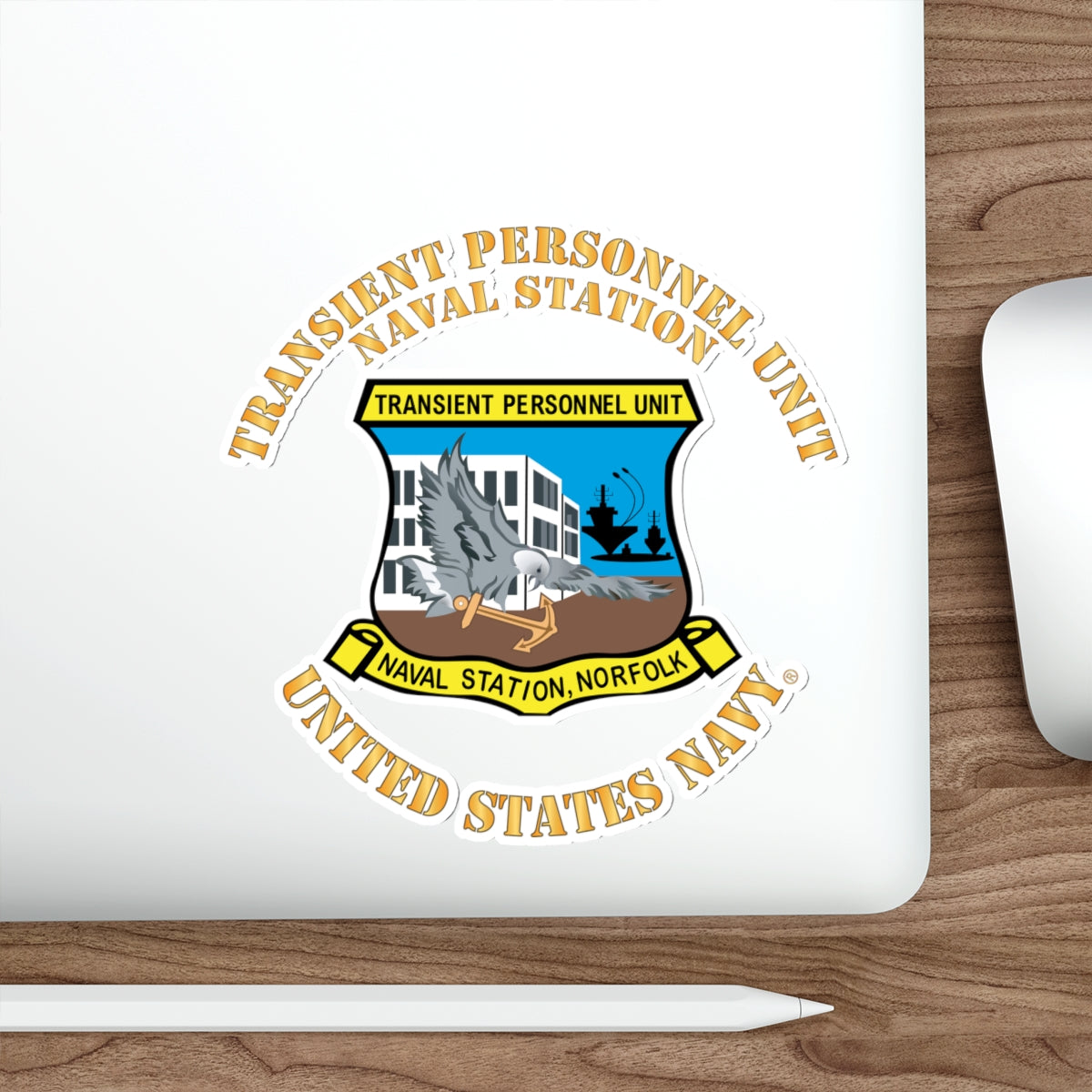 Die-Cut Vinyl Sticker - Navy - Transient Personnel Unit - Naval Station Norfolk