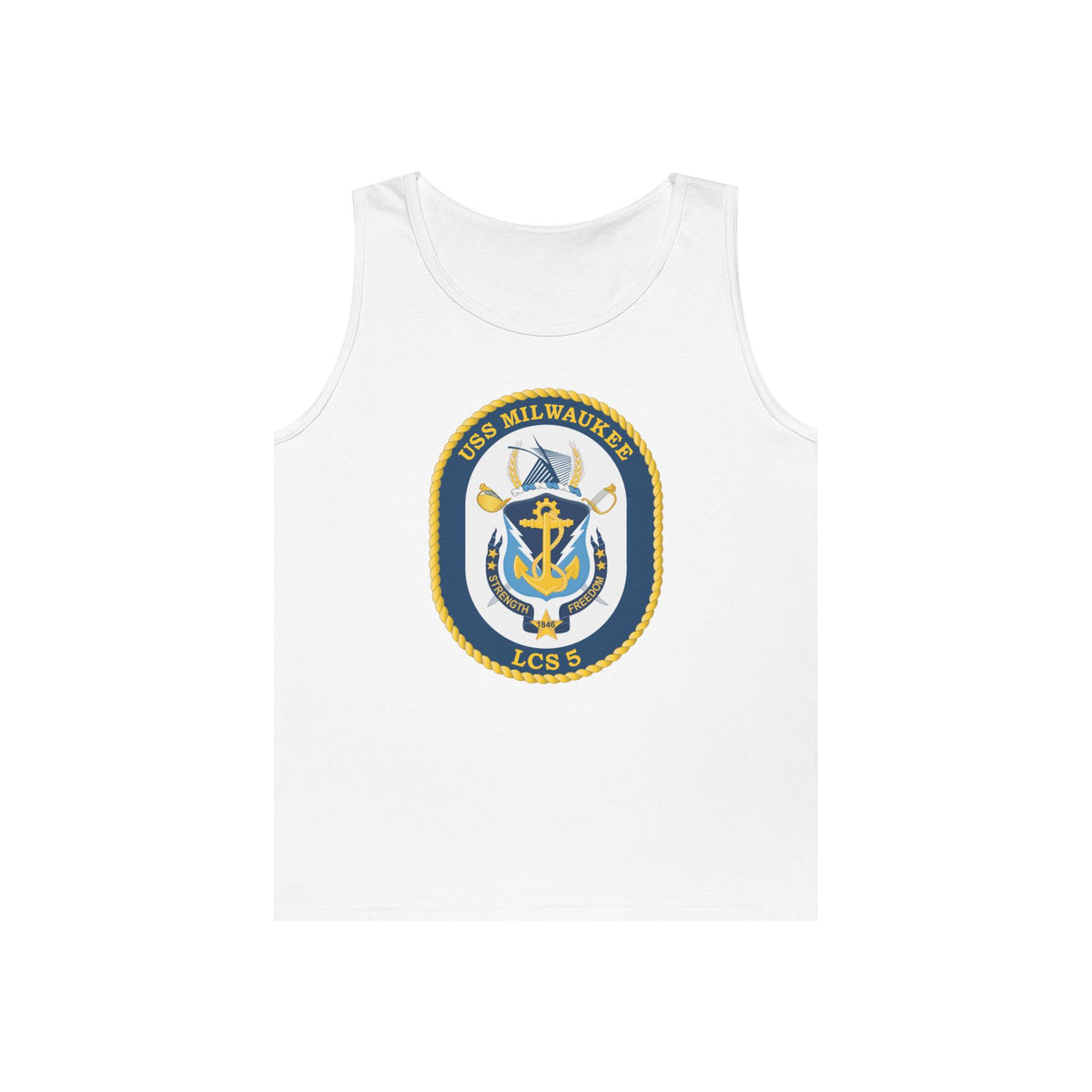 Unisex Heavy Cotton Tank Top - Navy - USS Milwaukee (LCS-5) wo Txt X 300