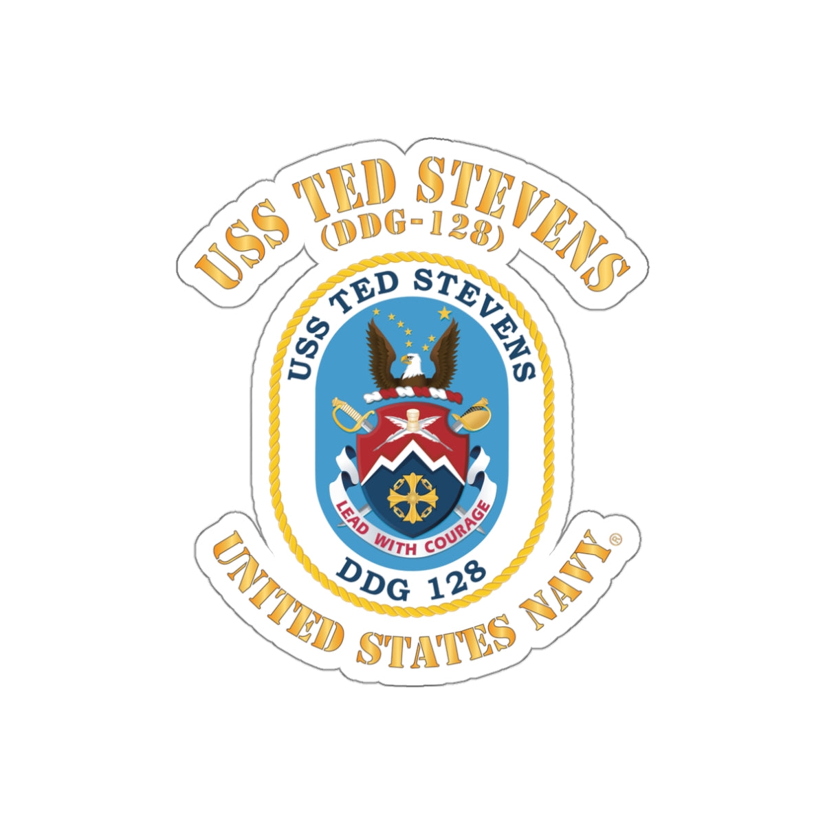 Die-Cut Vinyl Sticker - Navy - USS Ted Stevens (DDG-128)