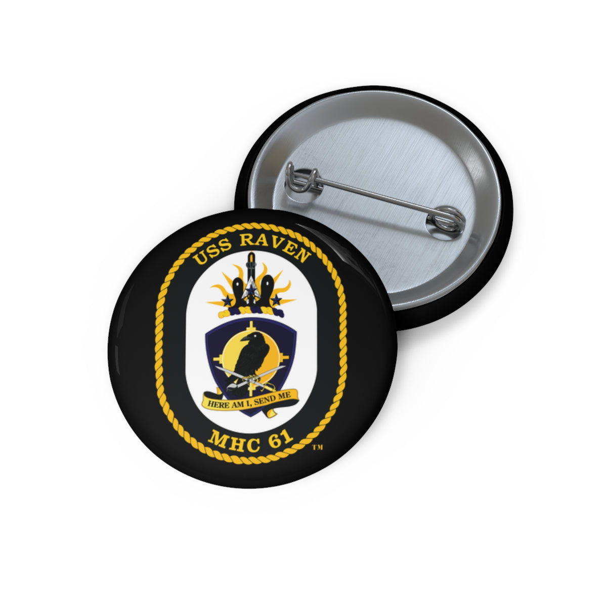 Pin Button - Navy - USS Raven (MHC-61) wo txt