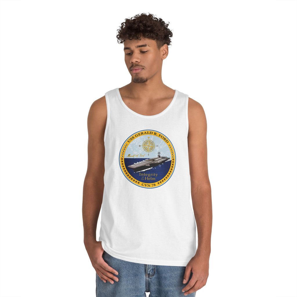 Unisex Heavy Cotton Tank Top - Navy - USS Gerald R. Ford (CVN-78) wo txt