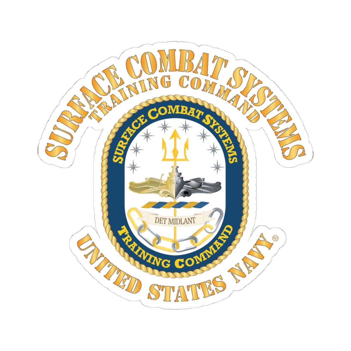 Kiss-Cut Stickers - Navy - Surface Combat Systems Training Command - DET MIDLANT