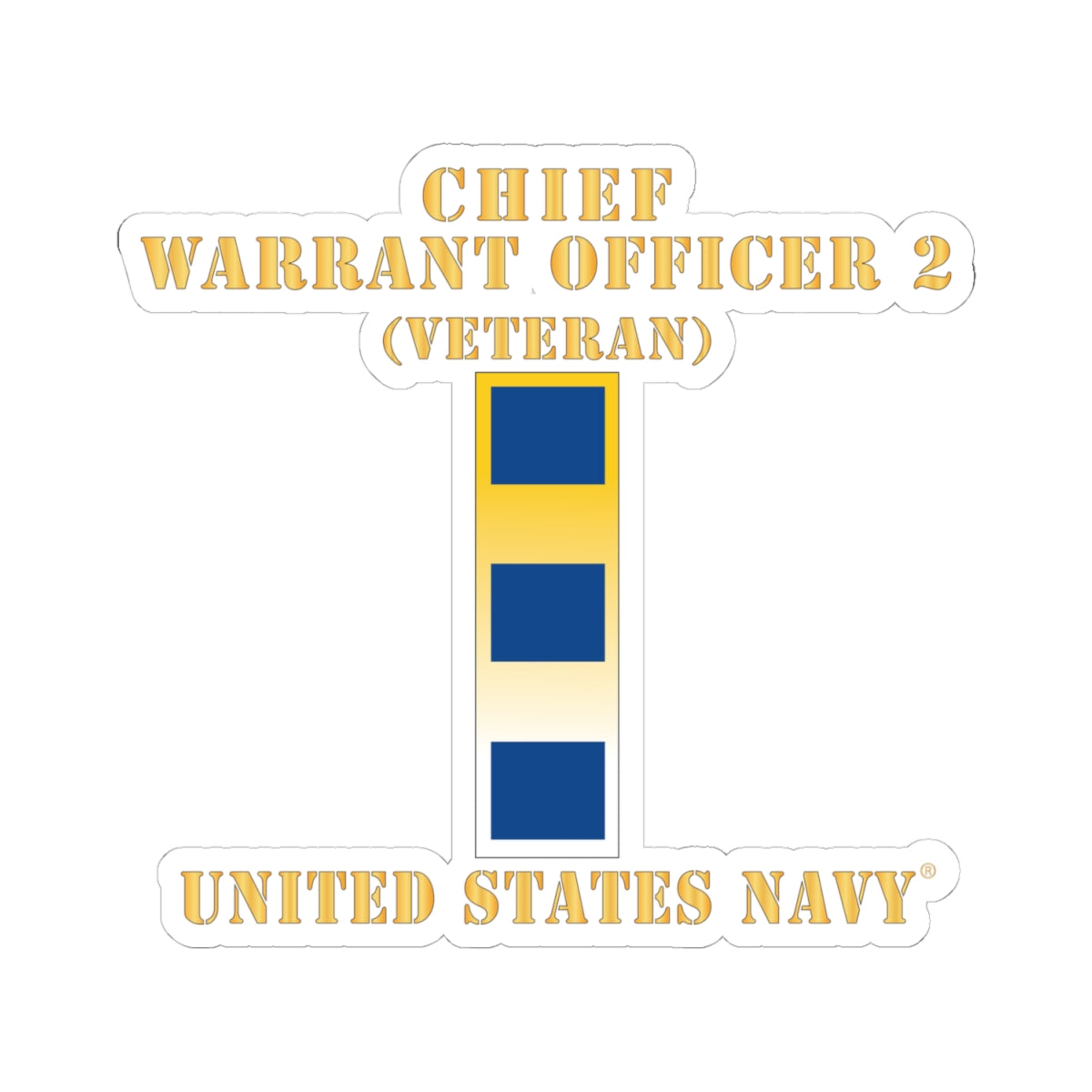 Kiss-Cut Stickers - Navy - Chief Warrant Officer 2 - CW02 - Veteran