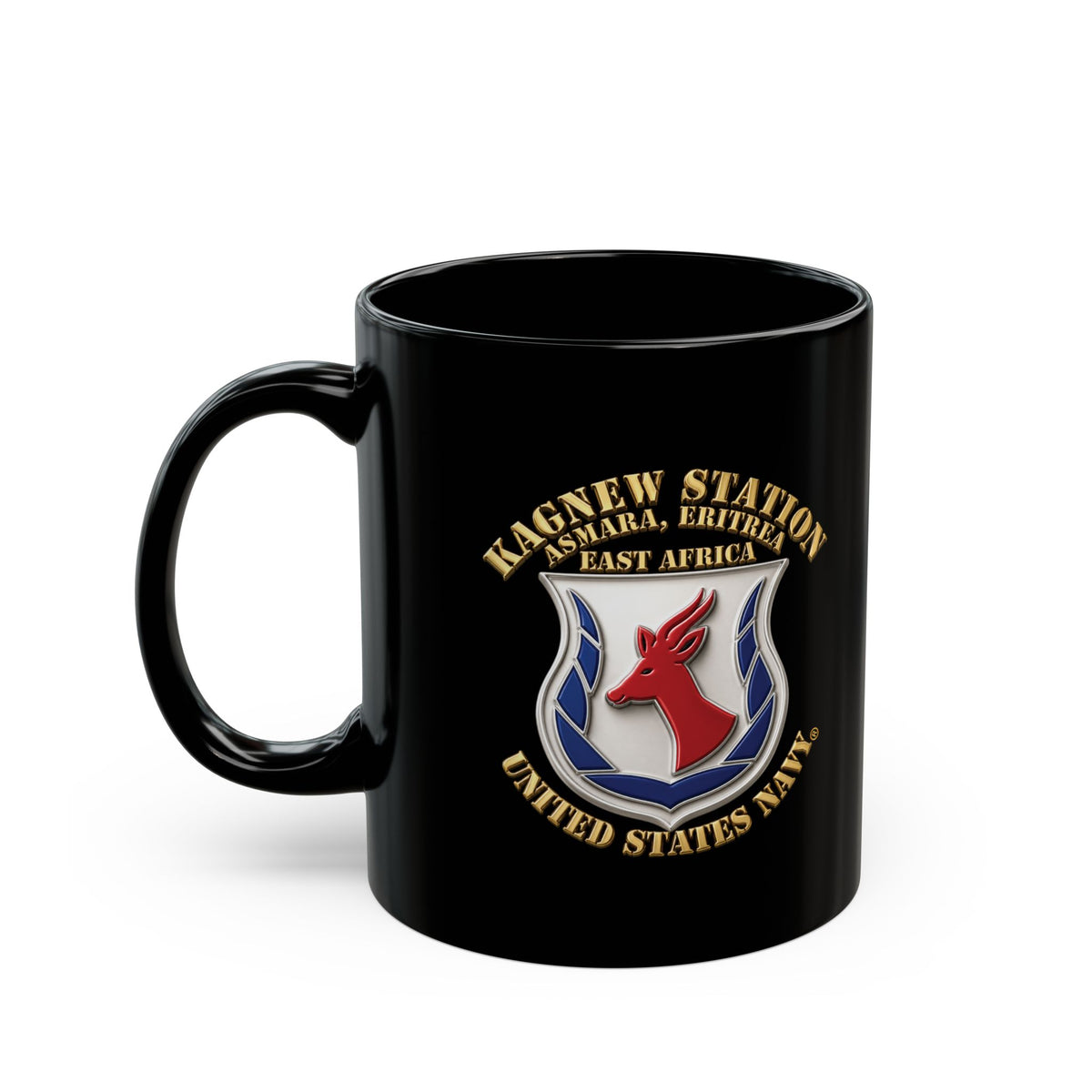 Black Mug (11oz, 15oz) - Navy - Kagnew Station - Asmara, Eritrea - East Africa - 3D X 300